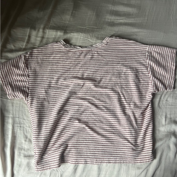 Marine Layer Lydia Textured Stripe Tee Pale Blush/Burgundy - Picture 2 of 2